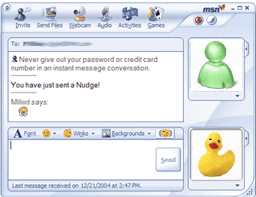 MSN Messenger 的聊天室介面